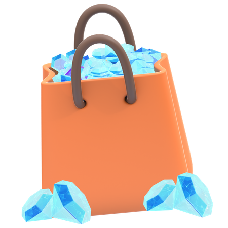 Shopping Bag Full Of Gems  3D Icon