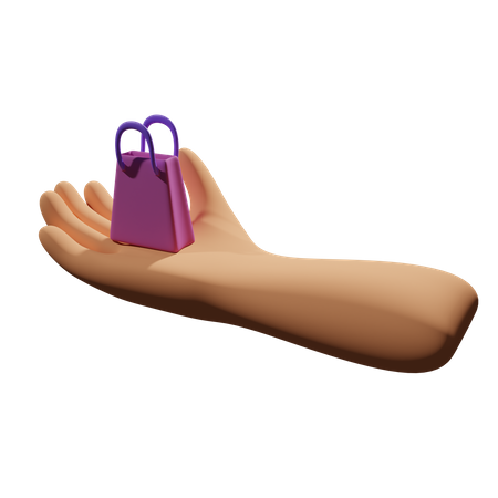 Shopping Bag Holding Hand  3D Icon