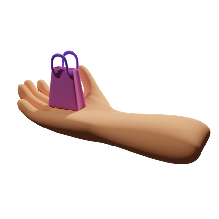 Shopping Bag Holding Hand 3D Icon