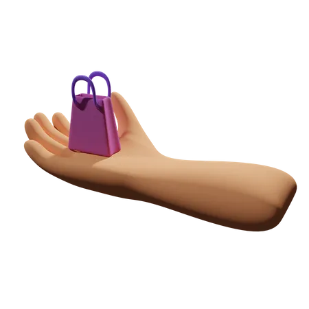 Shopping Bag Holding Hand  3D Icon