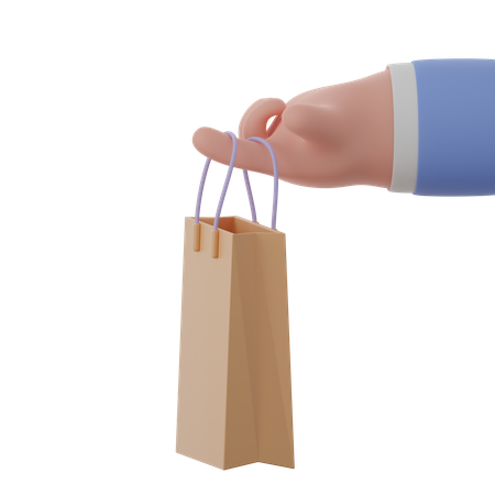 Shopping bag holding hand gesture  3D Icon