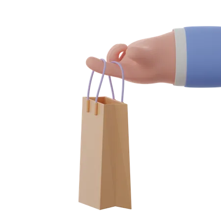 Shopping bag holding hand gesture  3D Icon