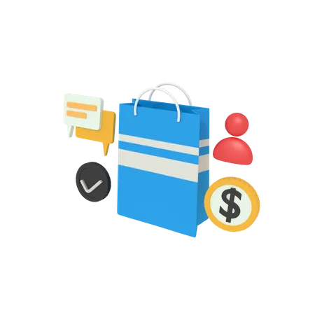 Shopping bag payment  3D Icon