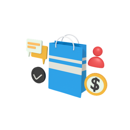Shopping bag payment  3D Icon