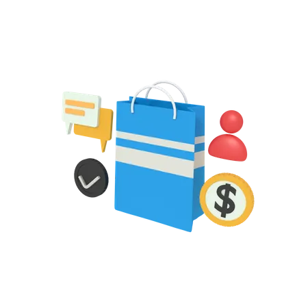 3 D Illustration Of Shopping Bag Payment 3D Icon