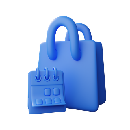 Shopping bag with calendar  3D Icon