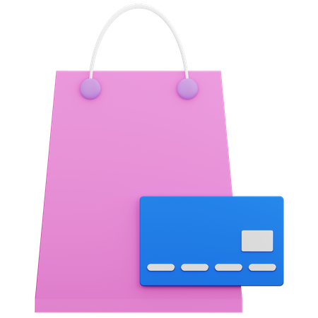Shopping Bag With Card  3D Icon
