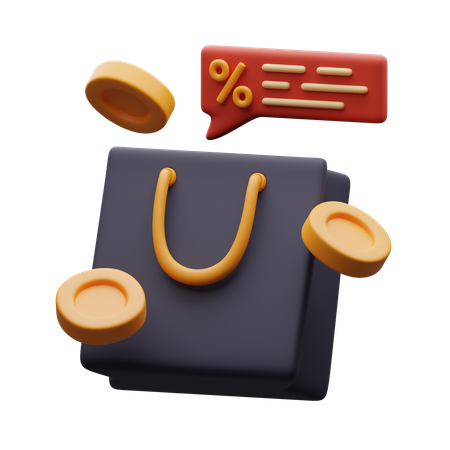 割引付きショッピングバッグ  3D Icon