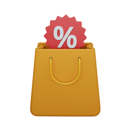 Shopping bag with discount  3D Icon