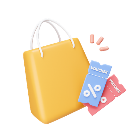 Shopping Bag With Discount  3D Icon