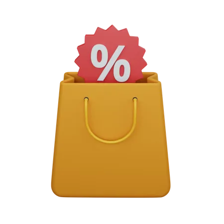 Shopping bag with discount  3D Illustration