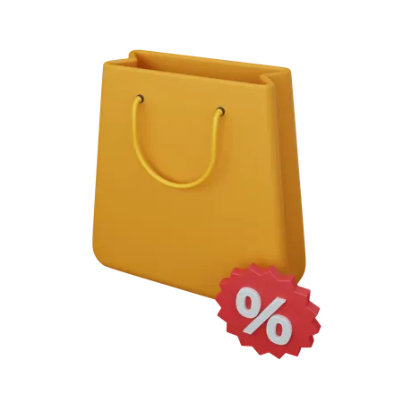 3 D Rendering Shopping Bag With Discount Isolated Useful For Ecommerce Or Business Online Design 3D Illustration