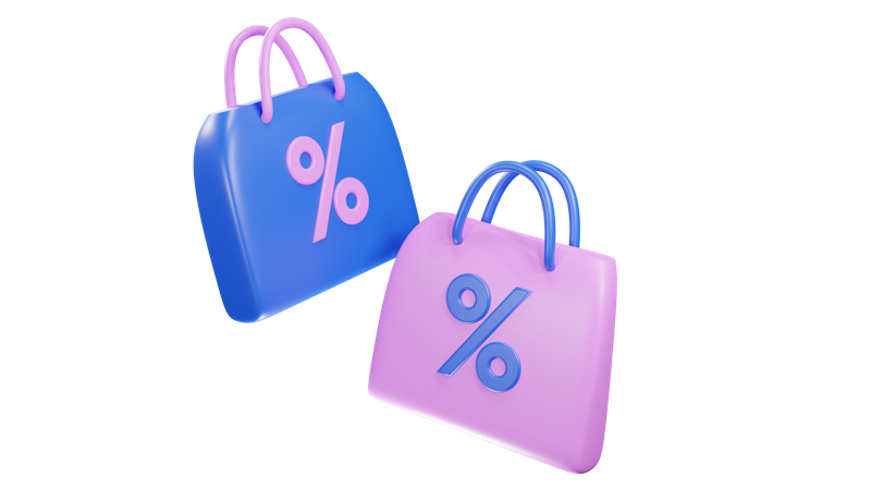Shopping Bag With Discount  3D Icon