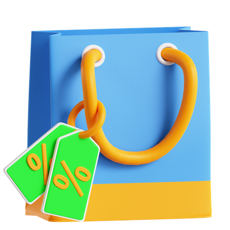 Shopping Bag with Discount Tag  3D Icon
