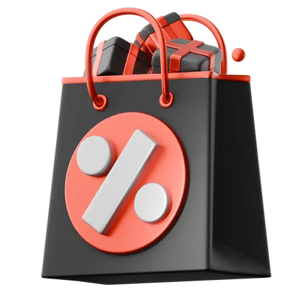 Shopping Bag With Discounts  3D Icon