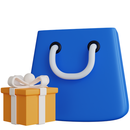 Shopping Bag With Gift Box  3D Icon