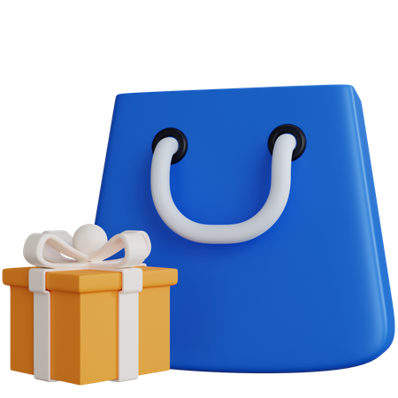 Shopping Bag With Gift Box 3D Icon