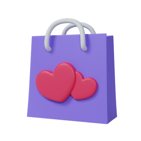 Shopping Bag With Heart  3D Icon