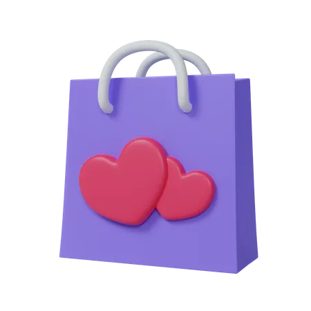 Shopping Bag With Heart  3D Icon