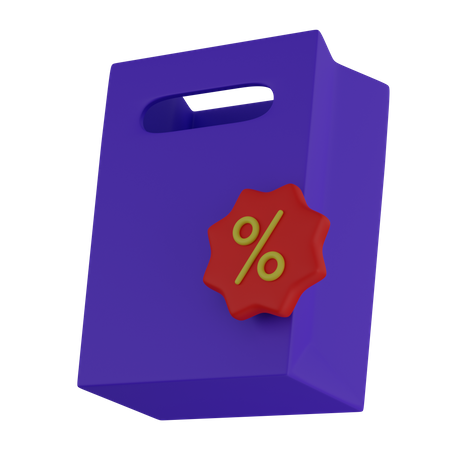 Shopping bag with percentage  3D Icon
