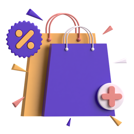 Shopping Bag With Plus  3D Icon