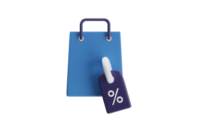 Shopping Bag With Price Tags  3D Icon