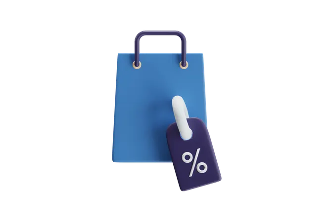 Shopping Bag With Price Tags  3D Icon