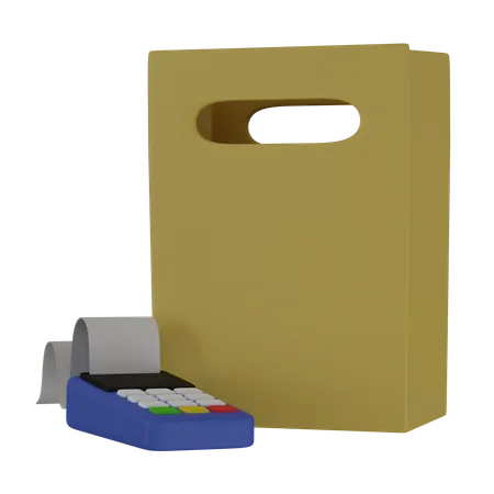 Shopping bag with terminal  3D Icon