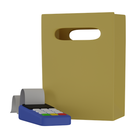 Shopping bag with terminal  3D Icon
