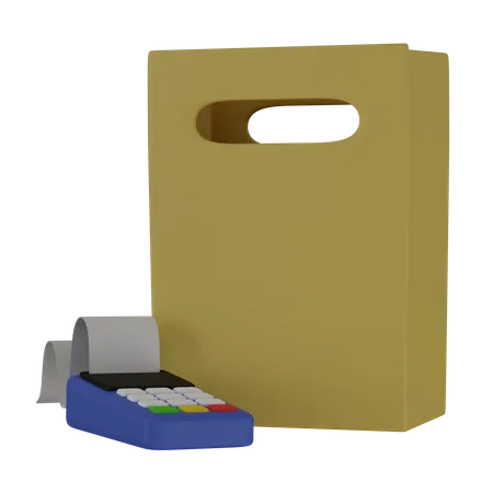 Shopping bag with terminal 3D Icon