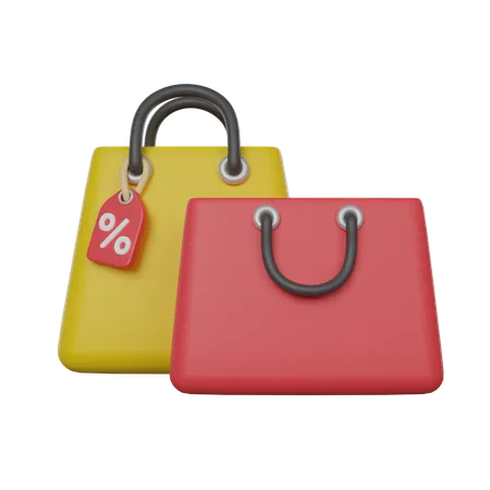 Online Store Shopping Bags With Discount Coupon 3 D Render Icon 3D Icon