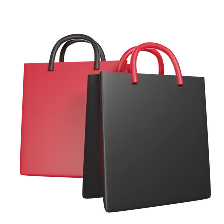 Red And Black Shopping Bags For Balck Friday Holiday 3D Icon