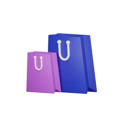 3 D Shopping Bags Duo 3D Icon