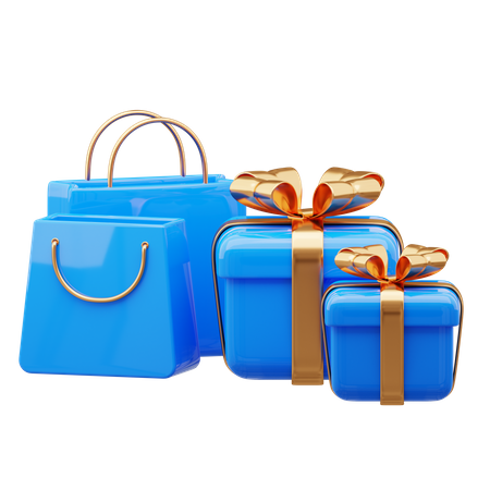 Shopping Bags And Gift Box  3D Icon