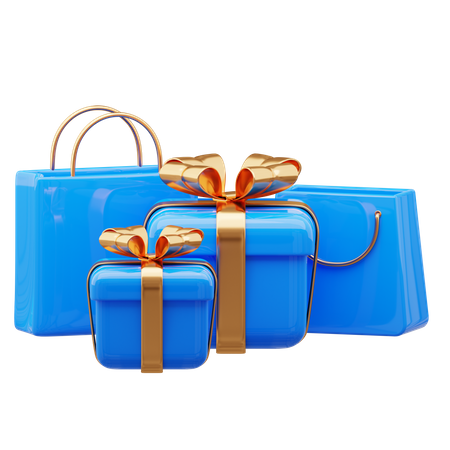 Shopping Bags And Gift Box  3D Icon