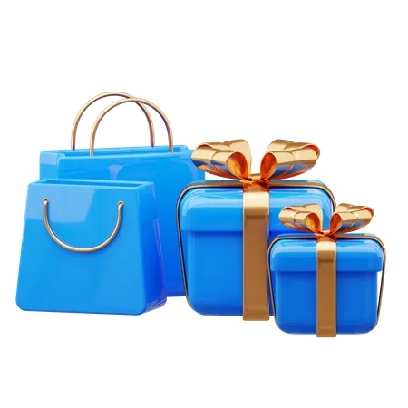 Shopping Bags And Gift Box  3D Icon