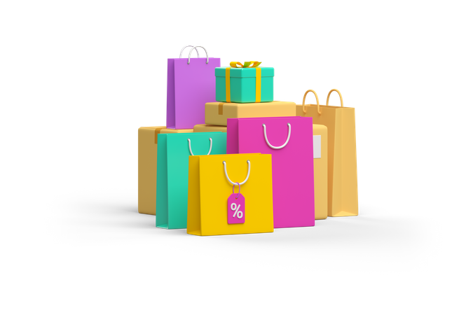 Shopping bags and gifts  3D Illustration