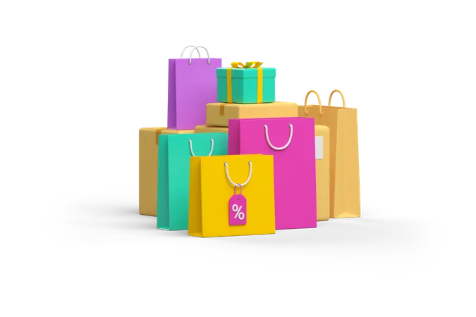 Shopping bags and gifts  3D Illustration