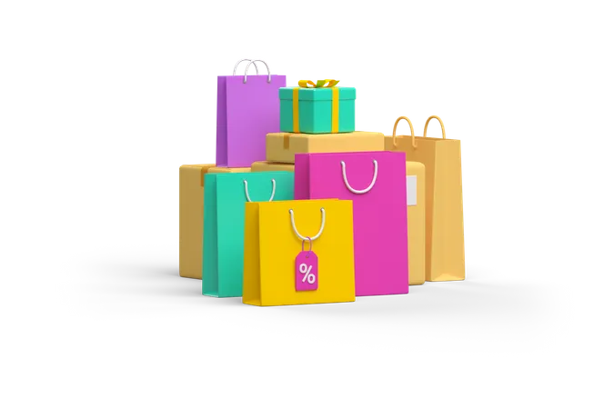 Shopping bags and gifts 3D Illustration