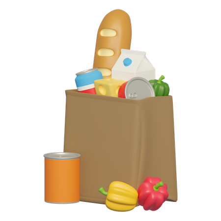Shopping Bags With Foods 3D Icon