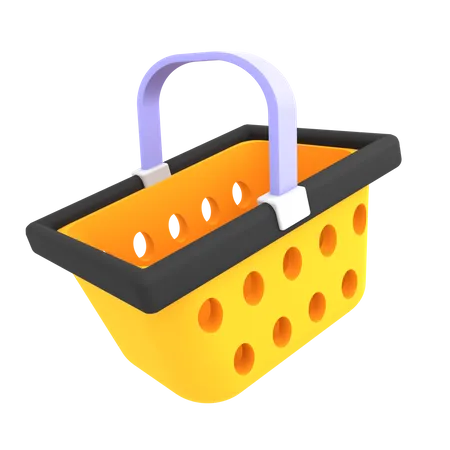 Ecommerce Icon Yellow Shopping Basket 3 D Illustration 3D Illustration