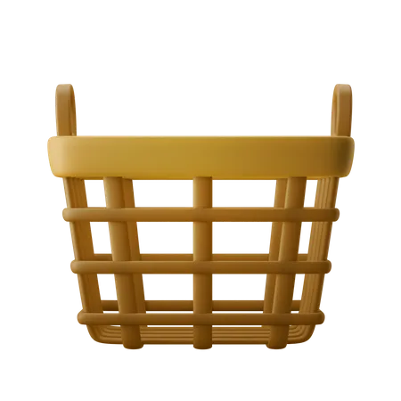 Traditional Rattan Harvest Basket 3 D Icon Illustration 3D Icon