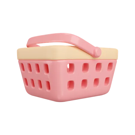 3 D Shopping Pink Basket Icon Isolated On White Background 3 D Rendering Illustration Clipping Path 3D Icon