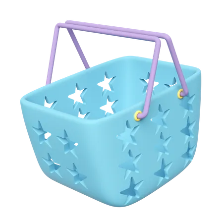 Empty Blue Shopping Carts Or Basket Isolated 3D Icon