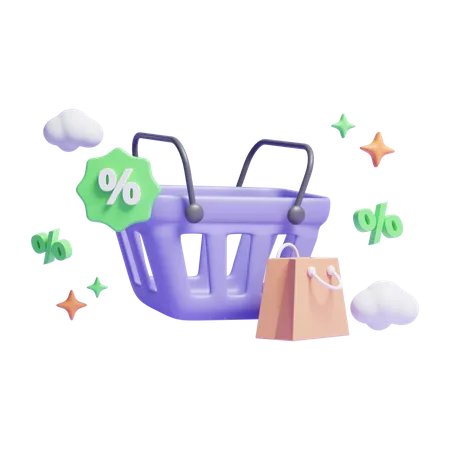 Shopping Ba 3 D Discount Offer Campaign Concept Icon Or Special Offer Concept Icong With Price Sale Tag Icon 3D Icon