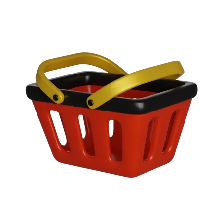 Black Friday Red Empty Shopping Basket 3 D Render Icon 3D Icon