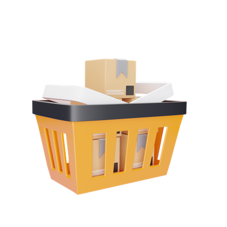 Shopping Basket and cardboard  3D Icon