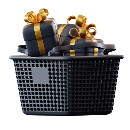 Shopping Basket And Gift  3D Icon