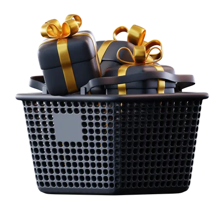 Shopping Basket And Gift  3D Icon