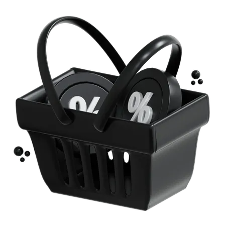 Shopping Basket Discount  3D Icon